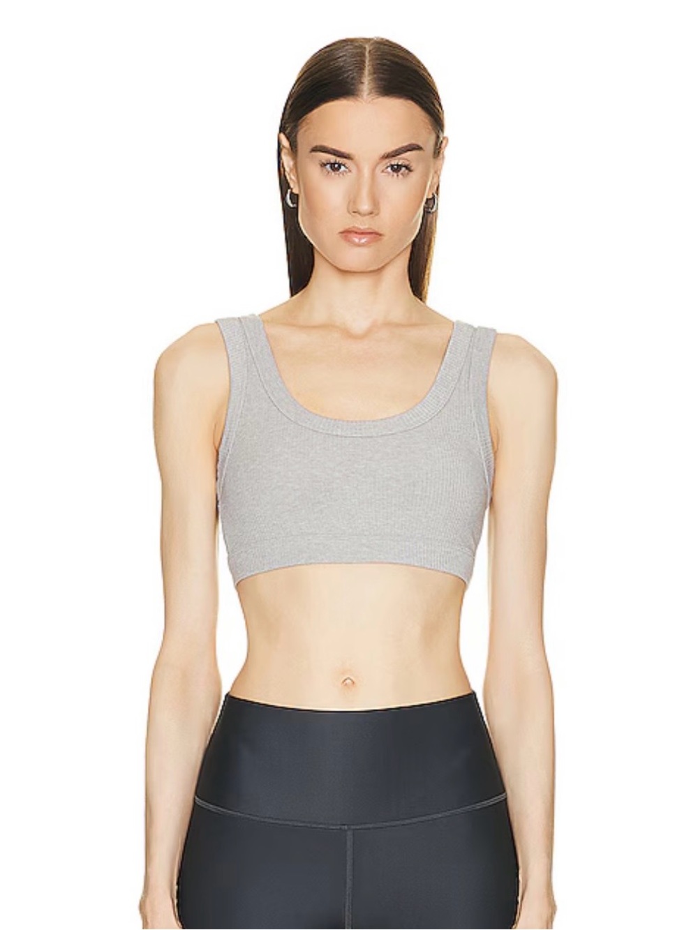 ALO Yoga Wellness Ribbed Scoop Crop Bralette - Dove Gray